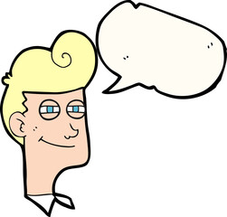 freehand drawn speech bubble cartoon smiling man