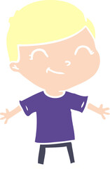flat color style cartoon boy smiling