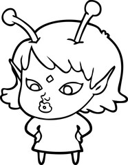 pretty cartoon alien girl