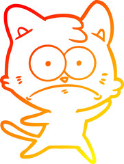 Obraz premium warm gradient line drawing of a cartoon nervous cat