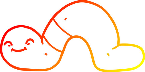 warm gradient line drawing of a cartoon worm