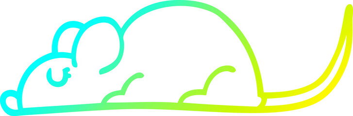 cold gradient line drawing of a cartoon black rat