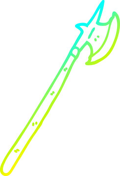 recommend clip art: cold gradient line drawing of a cartoon medieval halberd
