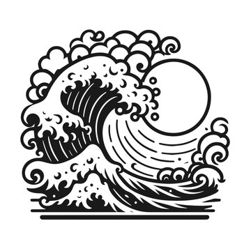 Wave logo. Graphic symbols of ocean or flowing sea water stylized for business identity vector. 
