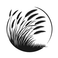 Green grass silhouette. Cartoon lines of plants and shrubs for boarding and framing, eco and organic logo element. Vector set spring field planting shapes lawn or borders garden on white background
