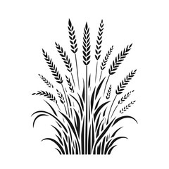 Fototapeta premium Green grass silhouette. Cartoon lines of plants and shrubs for boarding and framing, eco and organic logo element. Vector set spring field planting shapes lawn or borders garden on white background 