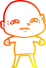 Obraz premium warm gradient line drawing of a cartoon nervous man