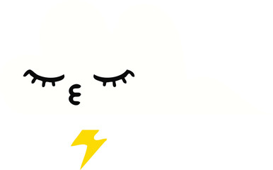 flat color retro cartoon of a thunder cloud