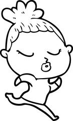 cartoon calm woman