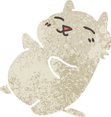 retro illustration style quirky cartoon cat