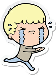 sticker of a cartoon man crying