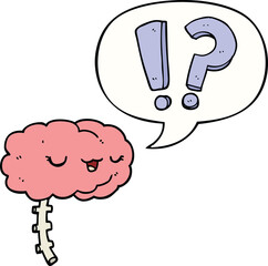 cartoon curious brain with speech bubble