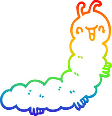 rainbow gradient line drawing of a cartoon caterpillar