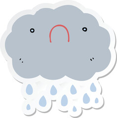 sticker of a cute cartoon cloud