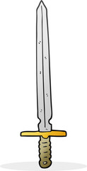 freehand drawn cartoon sword