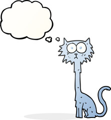 freehand drawn thought bubble cartoon cat