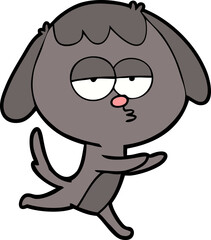 cartoon bored dog running