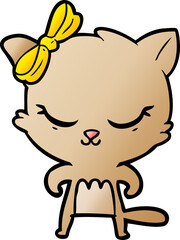 cute cartoon cat with bow