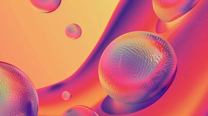 abstract grainy colorful bubbles on a pink background