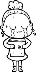 cartoon crying old lady