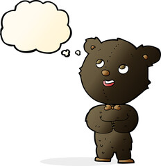 cartoon cute teddy bear with thought bubble