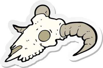 sticker of a cartoon ram skull