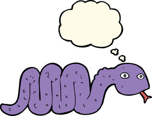 funny cartoon snake with thought bubble