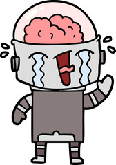cartoon crying robot waving