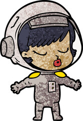 cartoon pretty astronaut girl