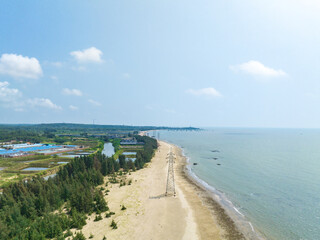 Fototapeta na wymiar Wind power plant on the Baltic Sea coast in Zhanjiang, Guangdong, China