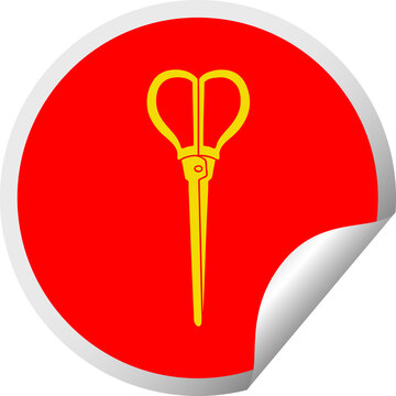 recommend clip art: circular peeling sticker quirky cartoon scissors