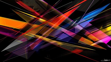 abstract colorful geometric triangle on black background