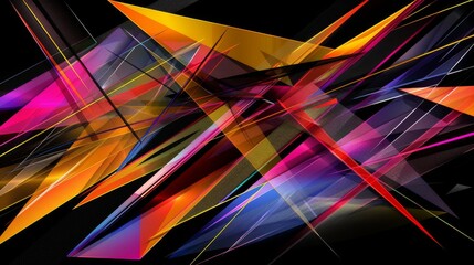 abstract colorful geometric triangle on black background