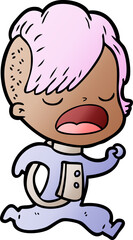 cartoon cool hipster girl in space suit