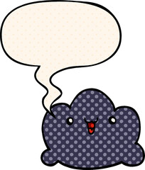 cartoon cloud with speech bubble in comic book style