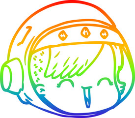 rainbow gradient line drawing of a cartoon happy astronaut face