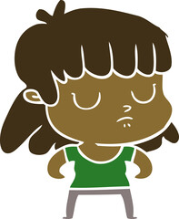 flat color style cartoon indifferent woman