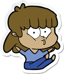 sticker of a cartoon whistling girl
