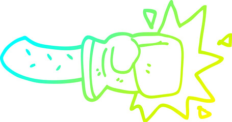 cold gradient line drawing of a cartoon boxing glove