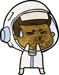 cartoon stressed astronaut