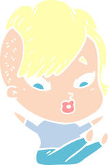 flat color style cartoon surprised girl falling over