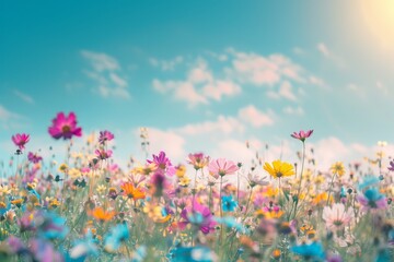 Obraz na płótnie Canvas Radiant Spring Meadow Brimming with Wildflowers