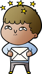 cartoon amazed boy