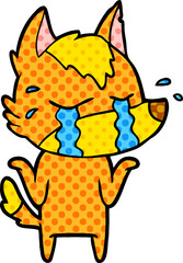 sad little fox cartoon character