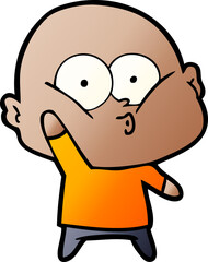 cartoon bald man staring