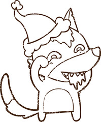 Christmas Dog Charcoal Drawing