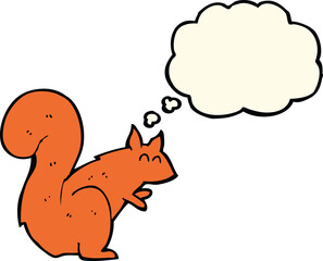 cartoon red squirrel with thought bubble