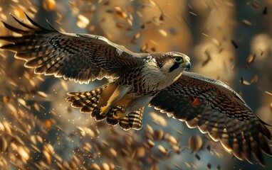 Peregrine Falcon in Autumn Flight