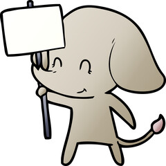 cute cartoon elephant with sign