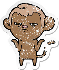 distressed sticker of a cartoon monkey